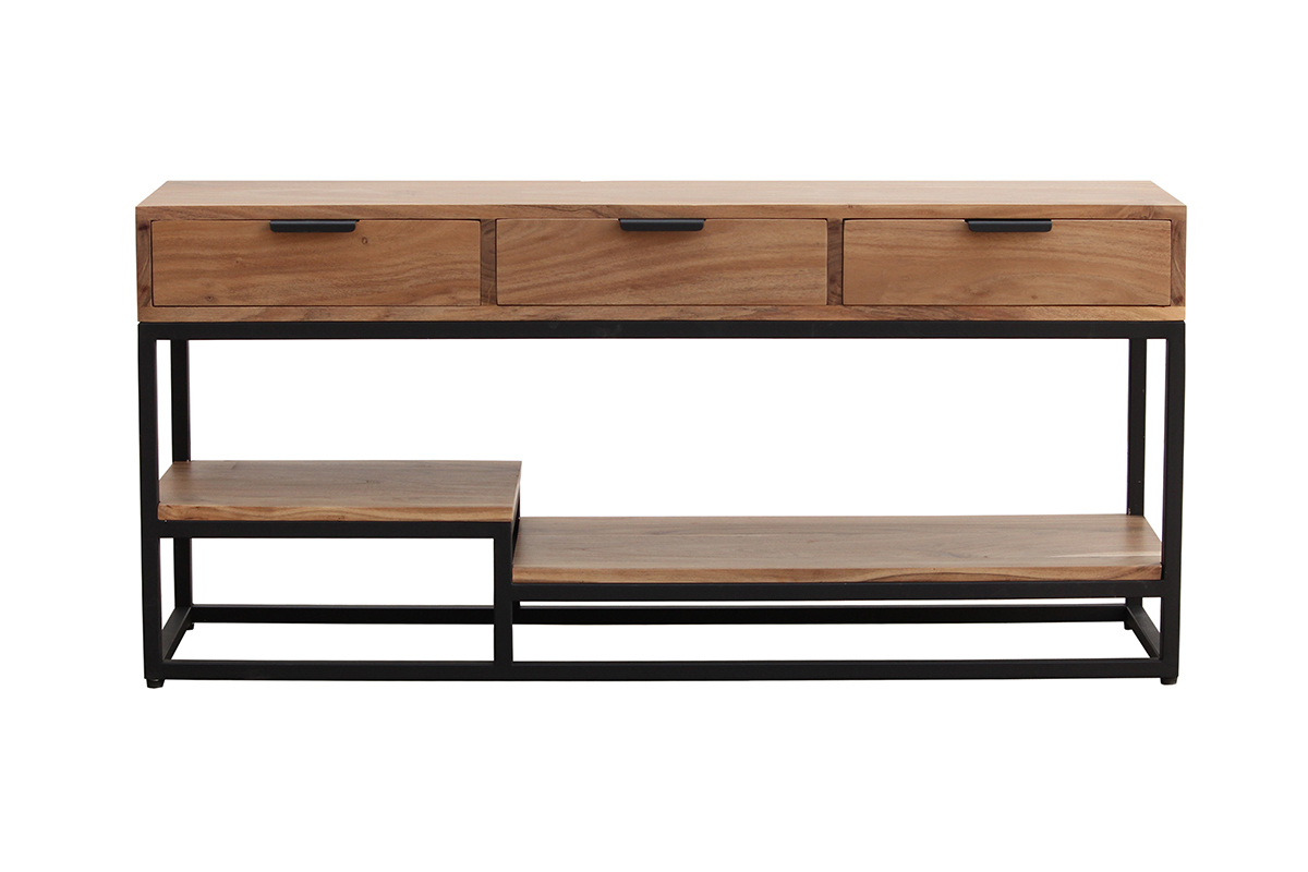 meuble noir et bois