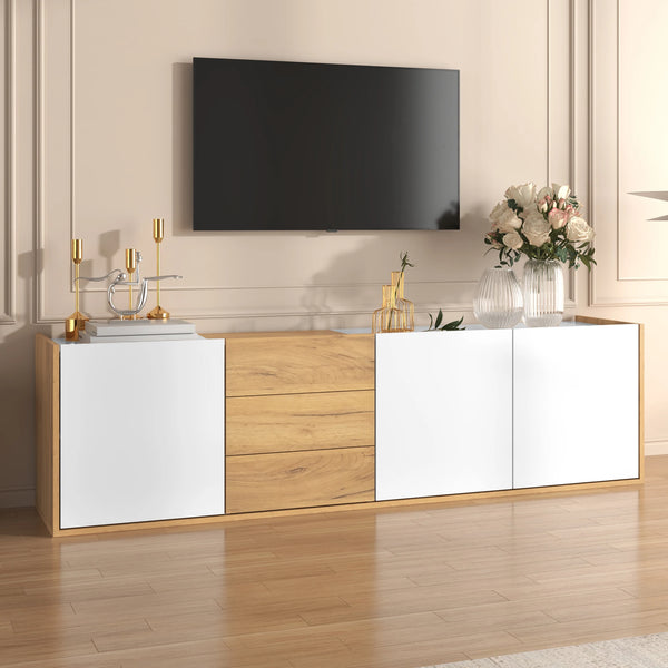 meuble tv blanc et bois