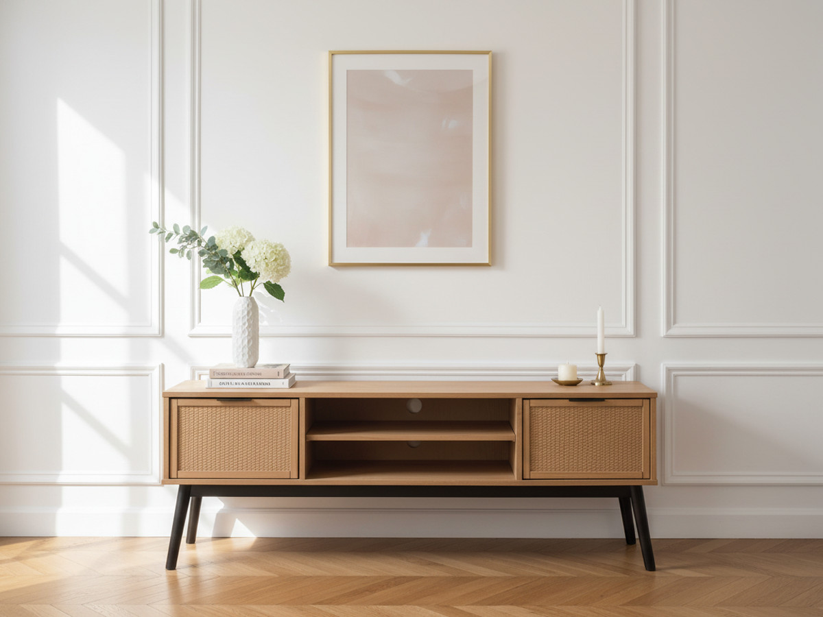 meuble tv cannage